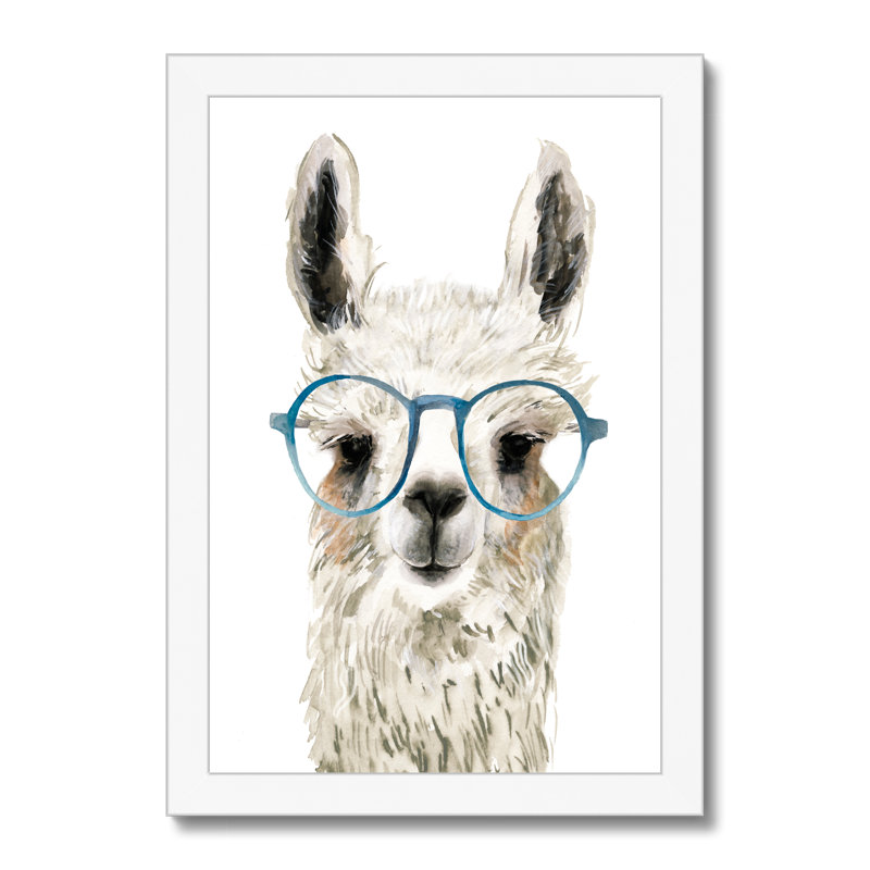 Hip Llama II by Victoria Borges - Painting, 34cm H x 24cm W, White Framed Paper Print