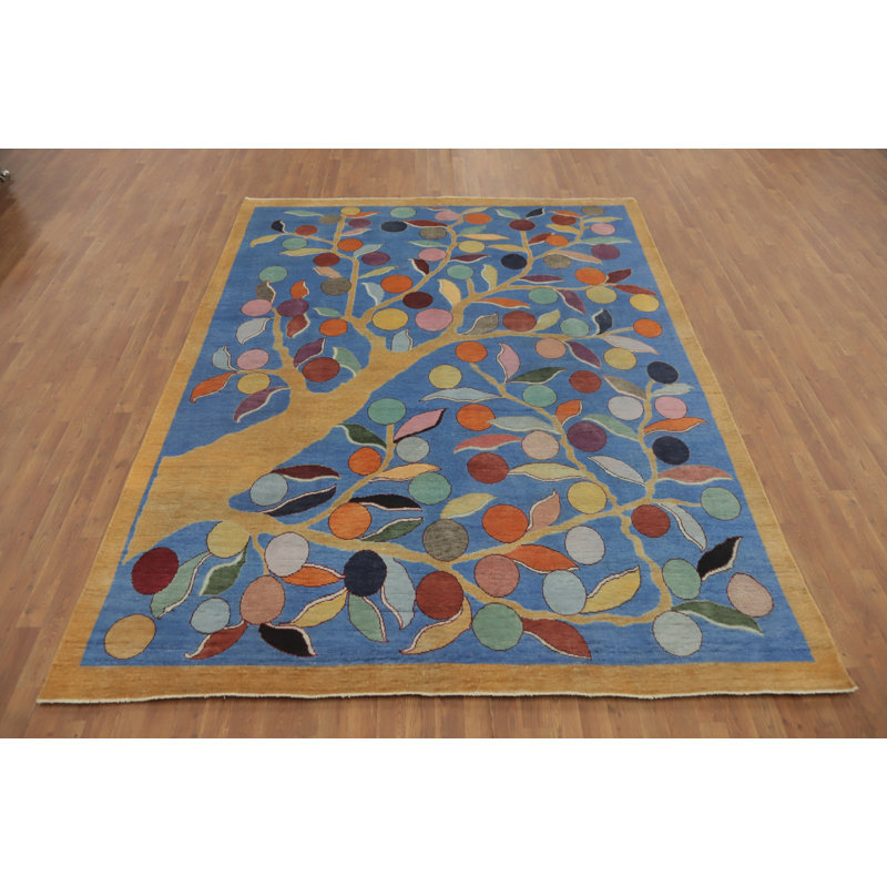 Tapis art déco chinois à teinture végétale 8 x 10