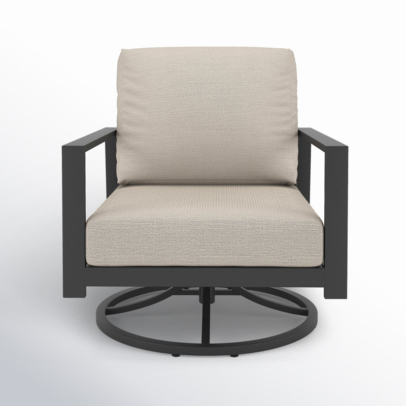 Chaise berçante d'extérieur en métal avec coussins Sunbrella® Townsend, Argent coulé Sunbrella®, No, Bare