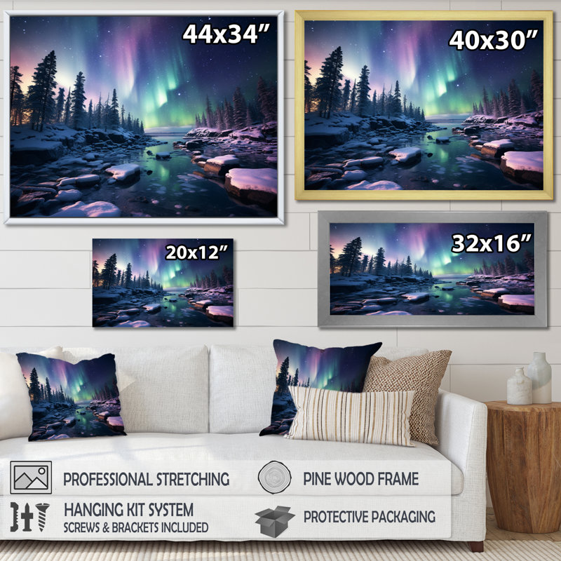 Canada Lumière polaire II sur toile, Toile tendue, H 16 po x l 32 po x P 1 po