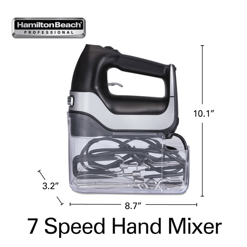 Matte Black Cordless Hand Mixer with Variable Speed and Attachments