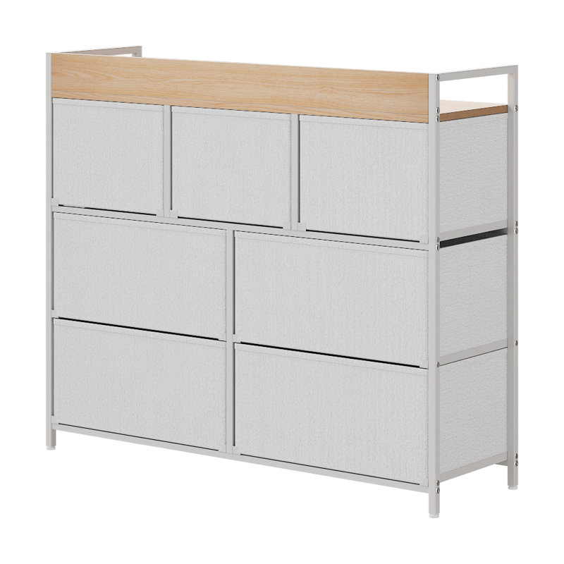 7-Drawer Metal Frame with Fabric Drawers