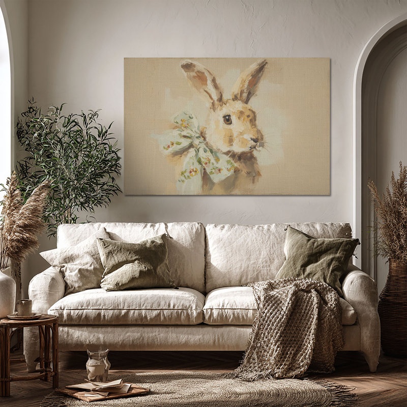 Art floral sur toile grand format Floral Hare - Décoration de salon, de chambre à coucher ou de bureau, L 36 po x H 24 po