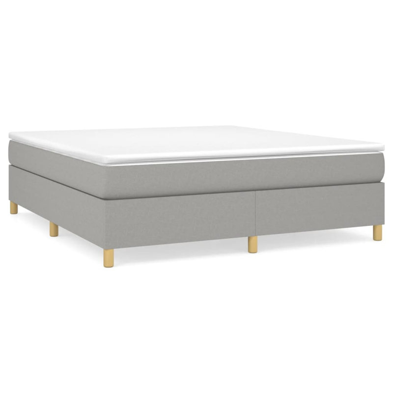 Box Spring Bed Frame Light Grey King Fabric , Light Gray, King