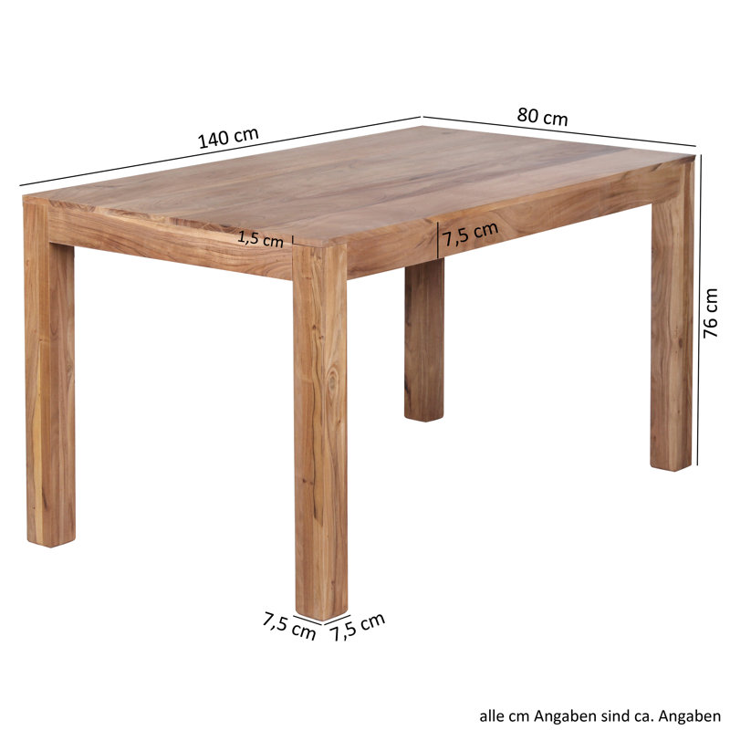 Solid Wood Dining Table, Acacia, 76 cm H x 120 cm W x 60 cm D