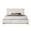 Lit en chenille et noyer beige Kaleea