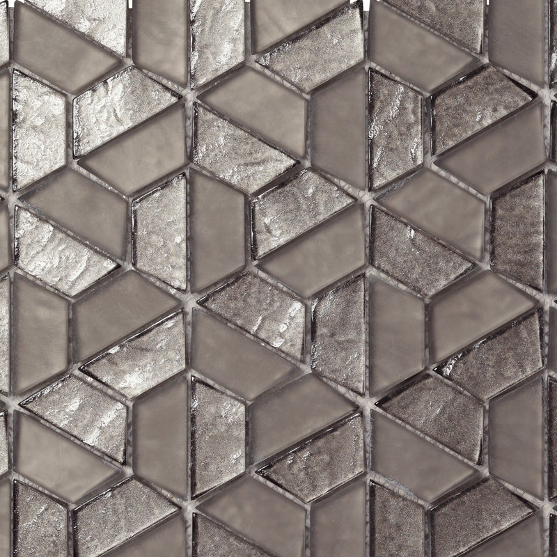 Samba 10.5" x 11.5" Glass Hexagon Mosaic Tile, Gun Taupe