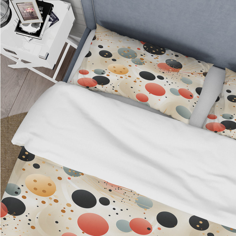 Ensemble de housse de couette Contemporary Chic Polka Dots, Housse de couette pour très grand lit et 2 très