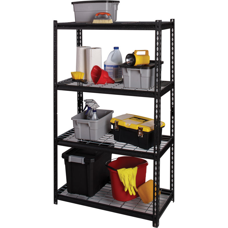 Versatile 36'' Black Steel Boltless Shelving Unit with Adjustable Height