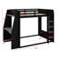 Lit superposé de jeu avec bureau, tablettes de rangement, ports USB et lumières DEL-130833404