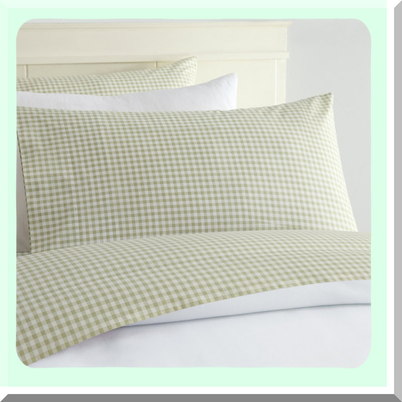 Green Gingham Bliss 250TC Cotton Queen Sheet Set