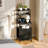 Set of 2 LED Charging Nightstands, Tall Bedside Tables with 2 Drawers & 3 Open Shelves Each, 2 Outlets & 2 USB Ports, 3-Color Light Tube-818530106-818530105