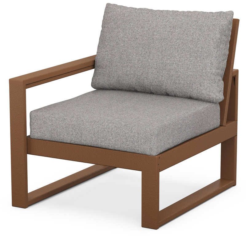 POLYWOOD Outdoor Lounge Chair, Gray Mist, Teak