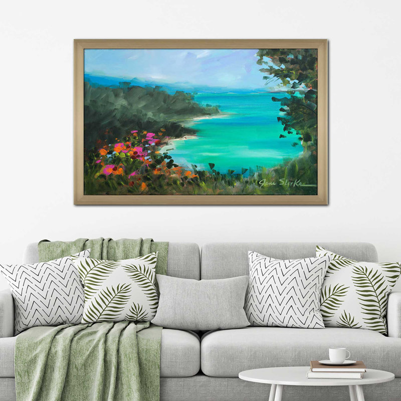 Surplombant l'inlet par - Peinture, H 21,5 po x l 27,5 po x P 0,75 po, Encadrement champagne