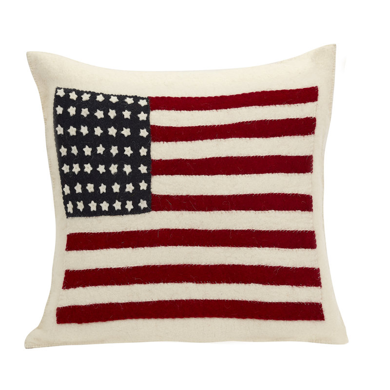 Coussin en laine feutrée à la main American Flag - crème - 20 po, Housse de coussin seulement - sans coussin
