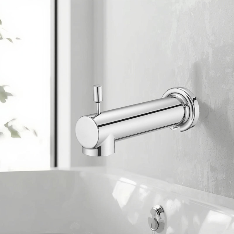 Wall Mounted Slip On Extra Long Tub Spout With Diverter, Chrome