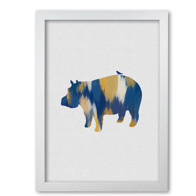 Hippo Blue & Yellow - Print