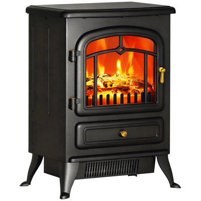 22" Electric Fireplace Heater, Freestanding Fire Place Stove with Realistic LED Flames and Logs, and Overheating Protection, 750W/1500W