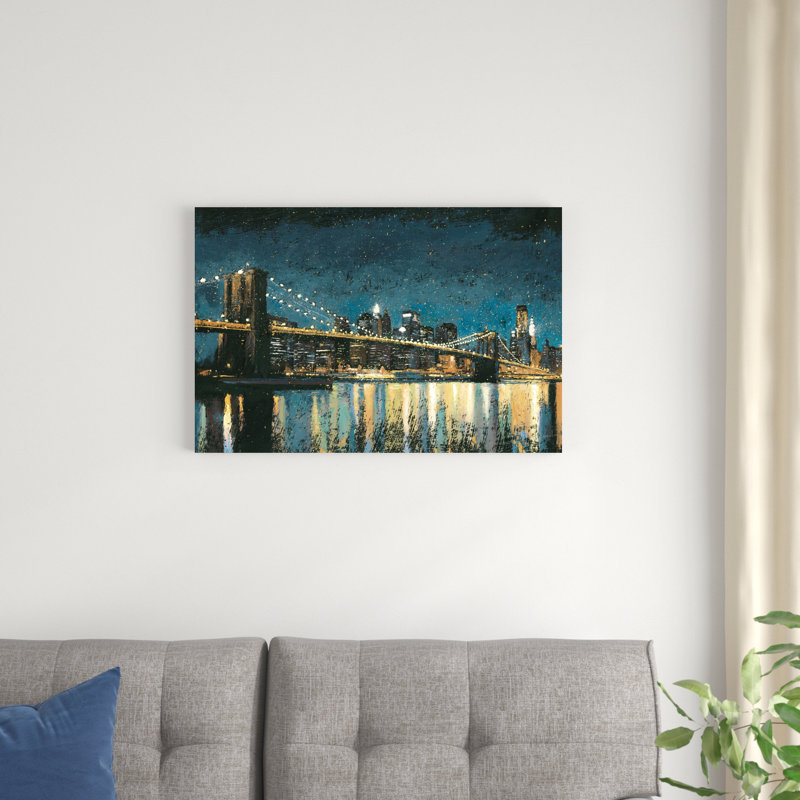 Lumières de la ville brillantes - bleu I, H 20 po x l 30 po