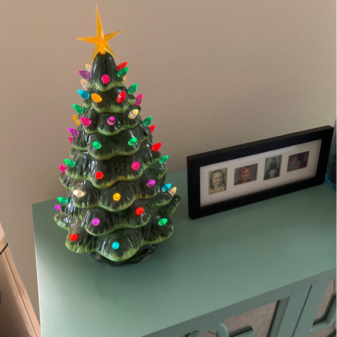 Ceramic Christmas Tree That Lights Up-Inspired Vintage Christmas Tree-Indoor Christmas Decorations - Green, 15.5" H x 9" W x 9" D