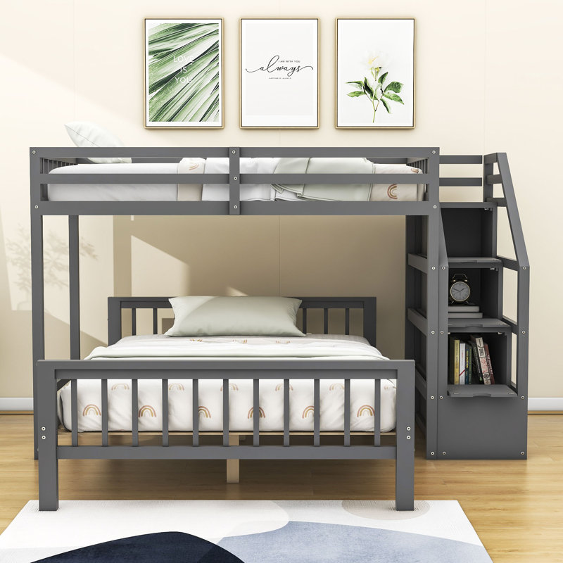 Demler Kids Twin Over Full Bunk Bed, Gray
