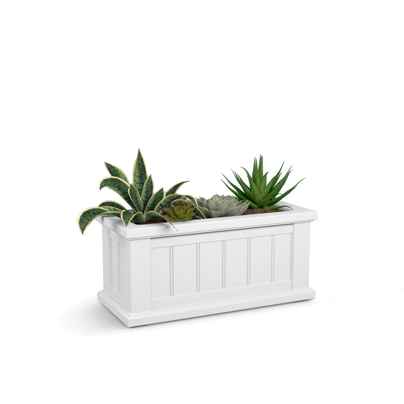 Selevae Resin Planter Box with Water Reservoir, 11" H x 24" W x 11" D, White