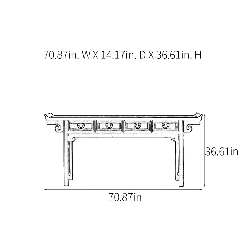 Console Retro Classical Art, H 36,61 po x l 70,87 po x P 14,17 po