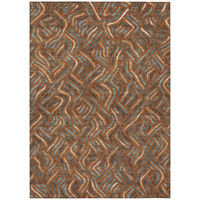 Machine Washable Indoor/Outdoor Chantille ACN2474 Abstract Rug