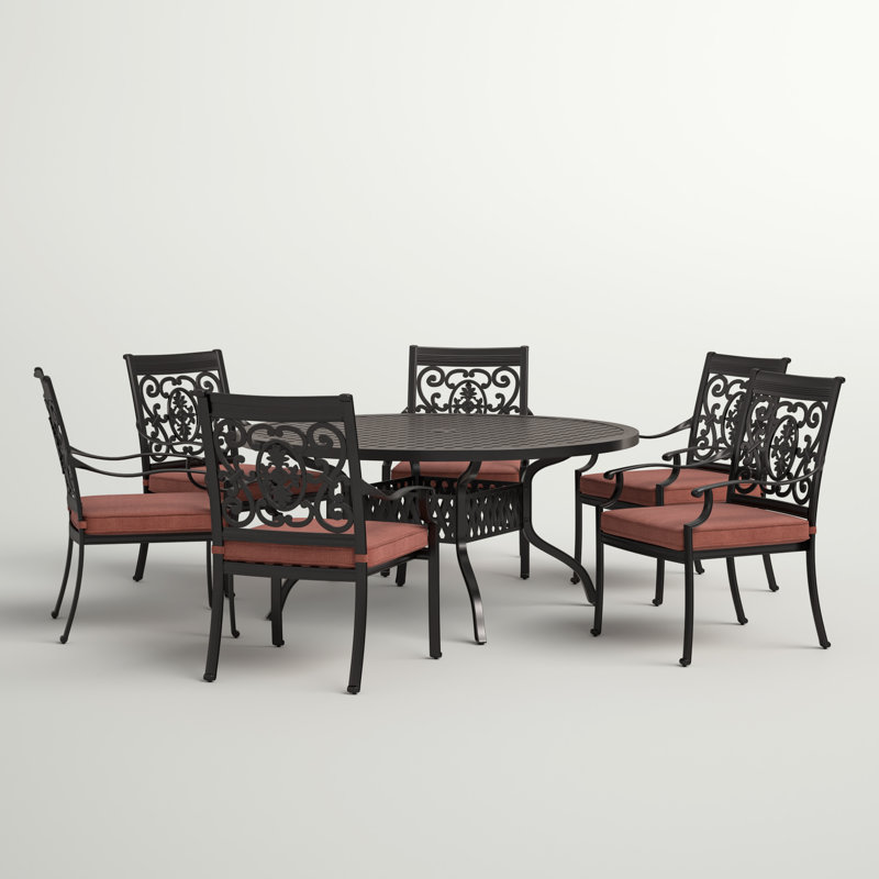 Caseyville 7-Piece Patio Dining Set with Cushions and 60'' Round Dining Table
