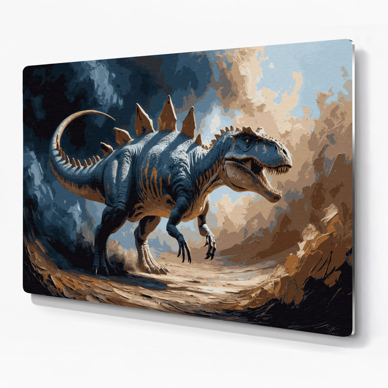 Dinosaure Euoplocephalus, art mural en métal gris, H 24 po x l 36 po