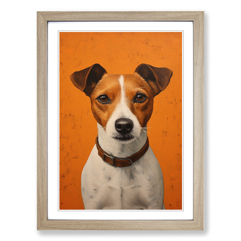 Jack Russell Contemporary - Framed Print, Oak Framed, 46cm H x 34cm W x 2cm D