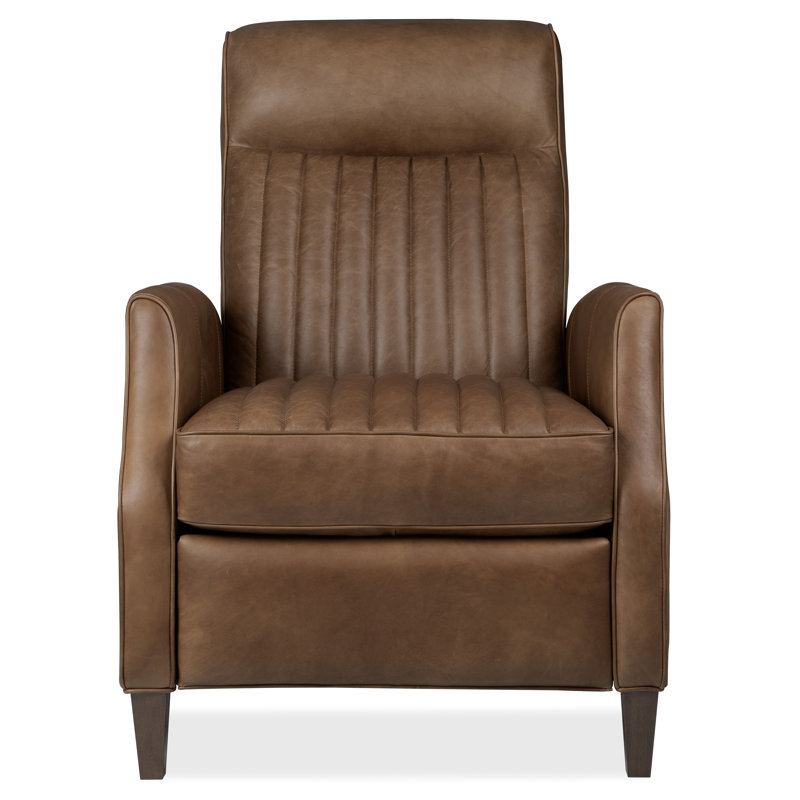 Denver Push Back Recliner, Brown Top Grain Leather