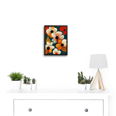 Daisies And Poppies Birds Eye View Bright - Single Picture Frame Print