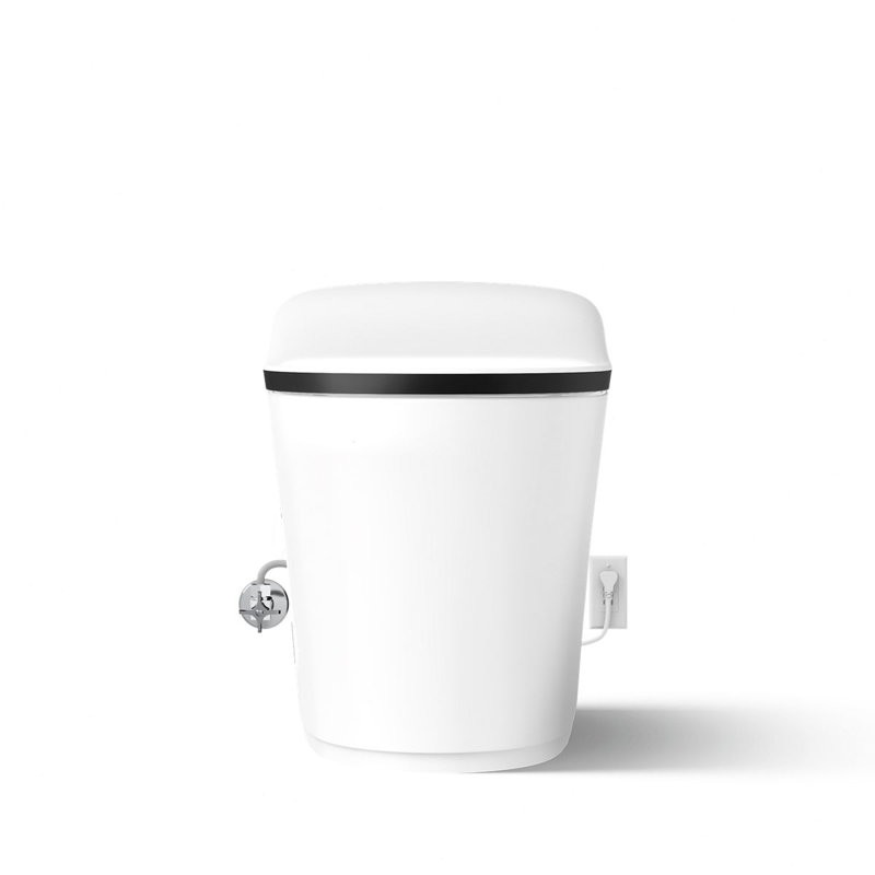 Toilette allongée Eir ™ Comfort Hauteur ™, Blanc / bordure noir mat