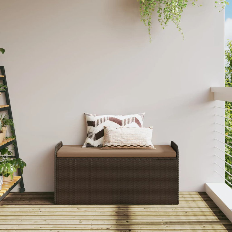 Banc de rangement avec coussin Vidaxl, Beige, H 20,5 po x l 45,3 po x P 20,1 po, Noir