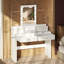 Bureau de coiffeuse avec grand miroir et lumières-102095148-108949595