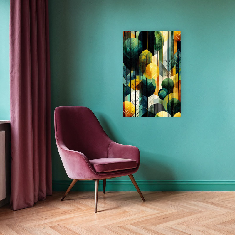 «Vibrant Abstract Forest», art géométrique coloré d'automne, H 36 po x l 24 po