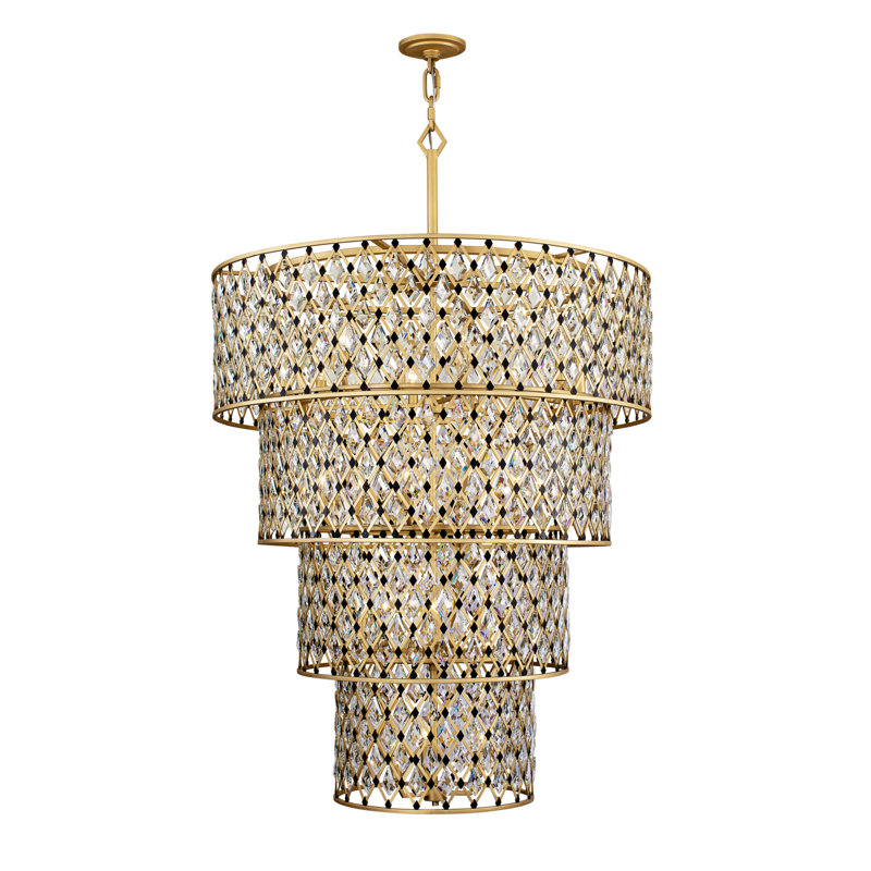 Windsor 21-Light 4-Tier Crystal Chandelier - French Gold/Matte Black