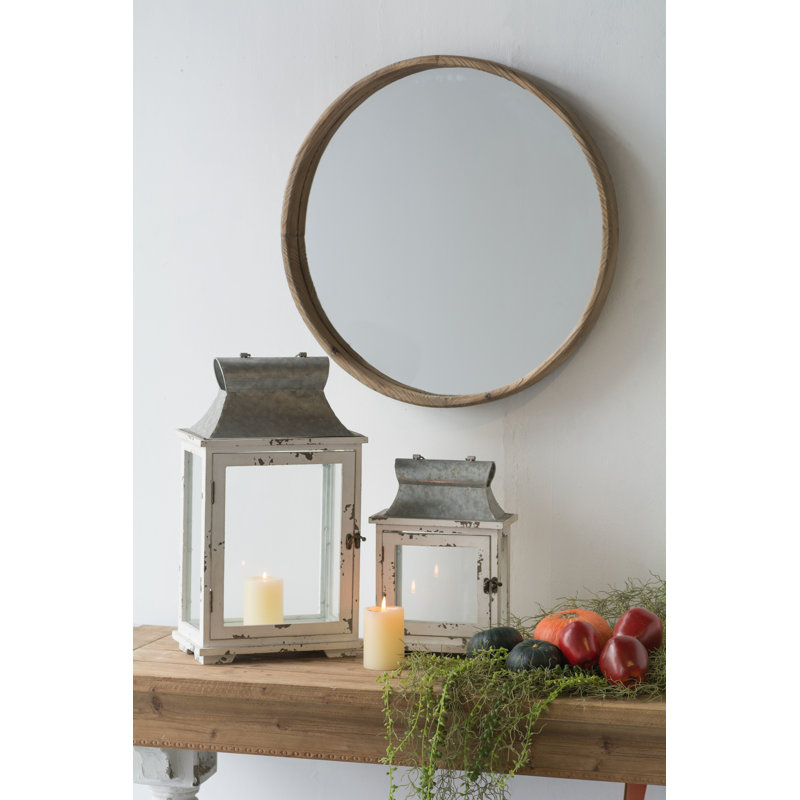 S / 2 Evelyn Rustic Farmhouse Lanterns for Electronic Candles – White/Silver