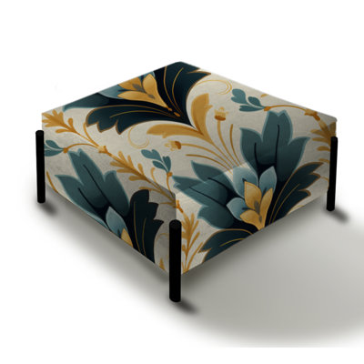 Victorian Elegance Emerald Chevron Pattern - Chevron Large Square Ottoman