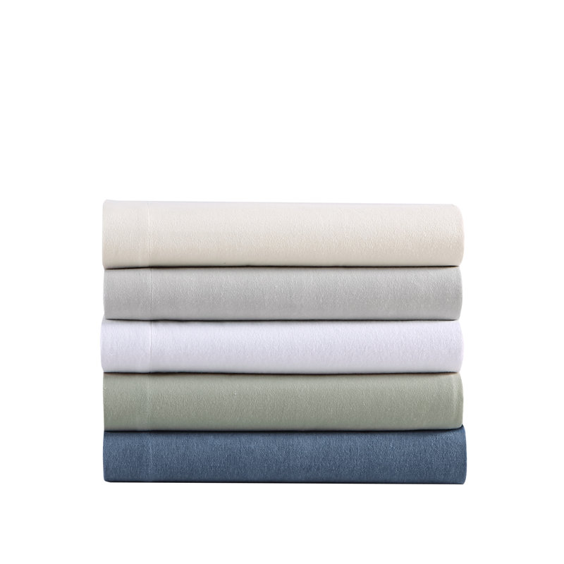 Eddie Bauer Solid Cotton Flannel Sheet Sets, Queen Sheet Set, Green