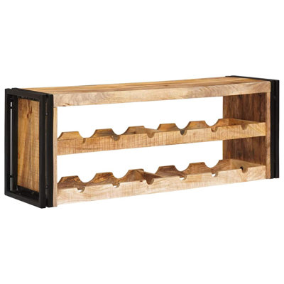 Solid Wood Open Shelving Wine Bottle Rack Brown