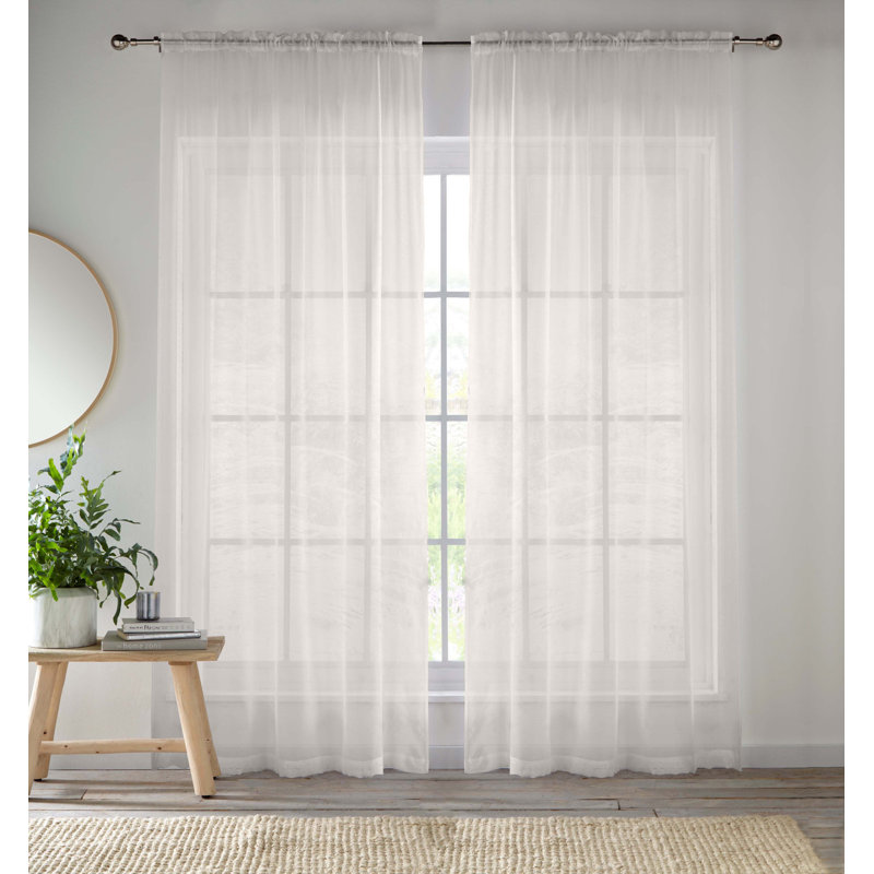 Roiann Sheer Curtain Pair, Cream, 145cm Width x 122cm Drop