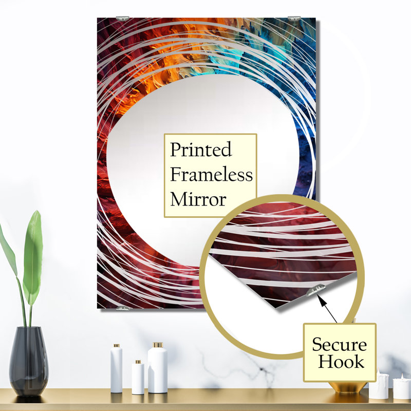 Otoole - Grand miroir mural abstrait fractal, 32 po x 24 po