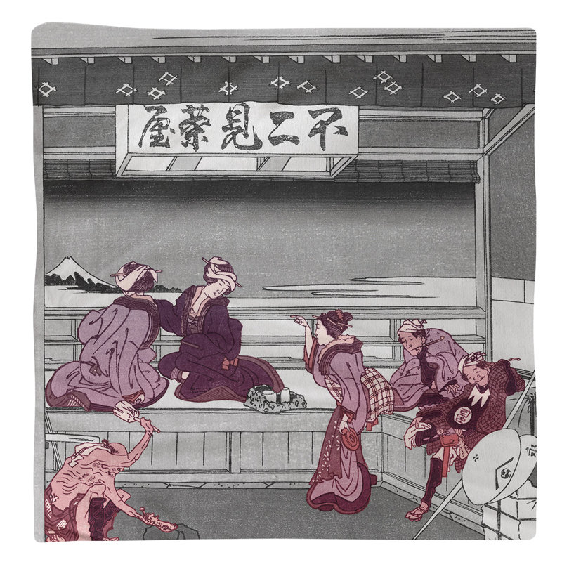Katsushika Hokusai Cotton Square Napkin, Red