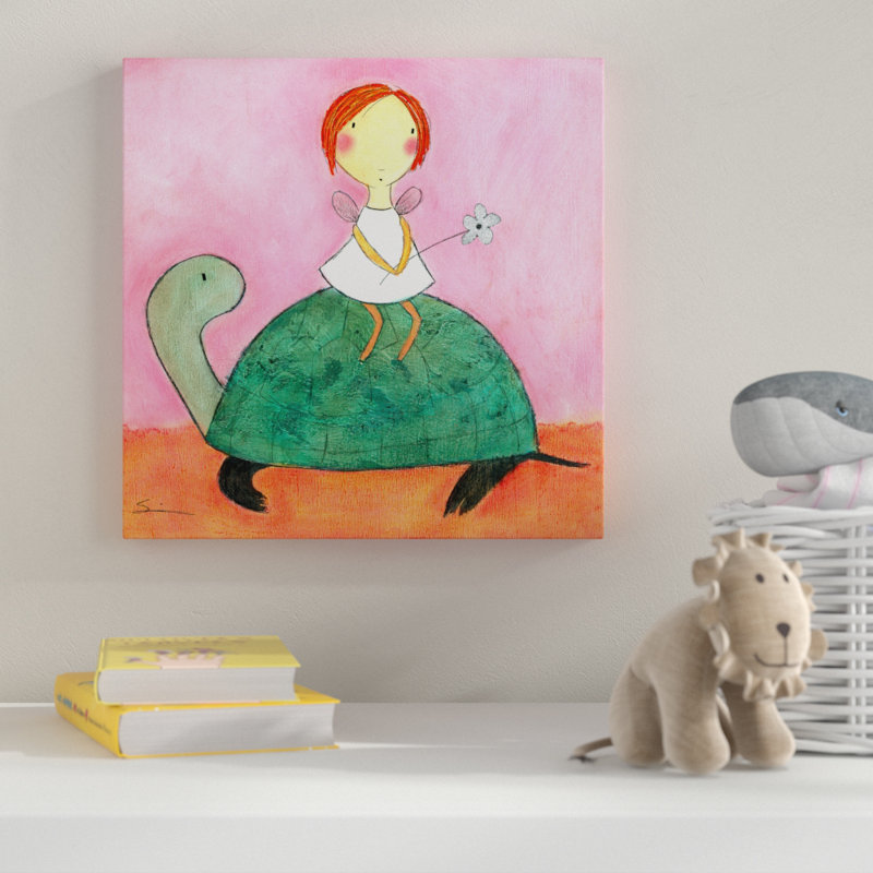 « fée on turtle », art sur toile, H 14 po x l 14 po x P 2 po