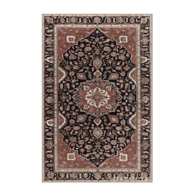 Machine Washable Persian Brown Area Rug