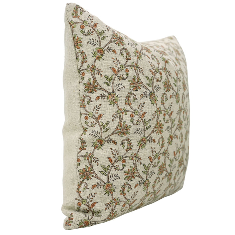 Housse de coussin Fabividine, printemps / été, Varanasi, Orange, H 14 po x l 20 po, Forme rectangulaire