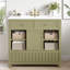 Meuble-lavabo 36 po - coin rabattable, 7 tablettes ouvertes et tiroir à ouverture par pression. Structure en bois massif, plateforme de robinet 4 po, étoile de rangement compacte-1015250957