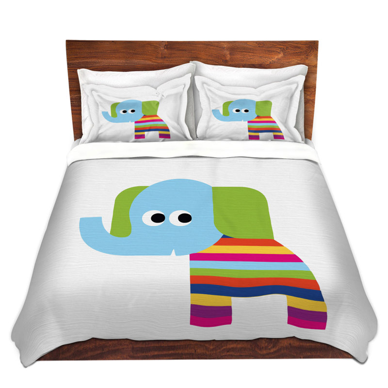 Ensemble de housse couette éléphant arc, 1 housse + 2 taies très grand lit